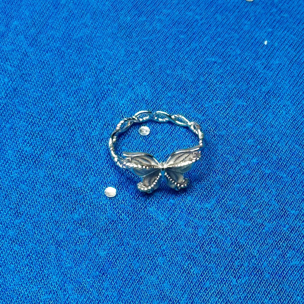 Elegant 925 Sterling Silver Butterfly Ring - Adjustable Vintage Nature Jewelry for Women