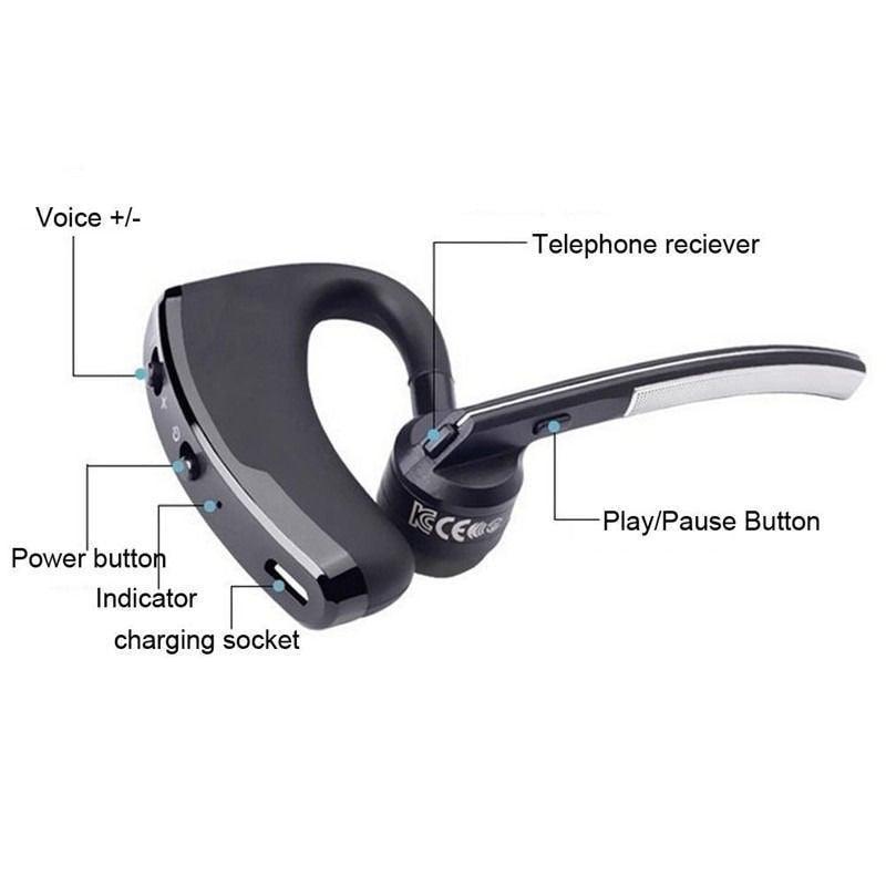 Elegant Black Hands-Free Bluetooth Earphone with HD Mic