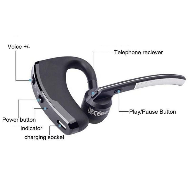 Elegant Black Hands-Free Bluetooth Earphone with HD Mic