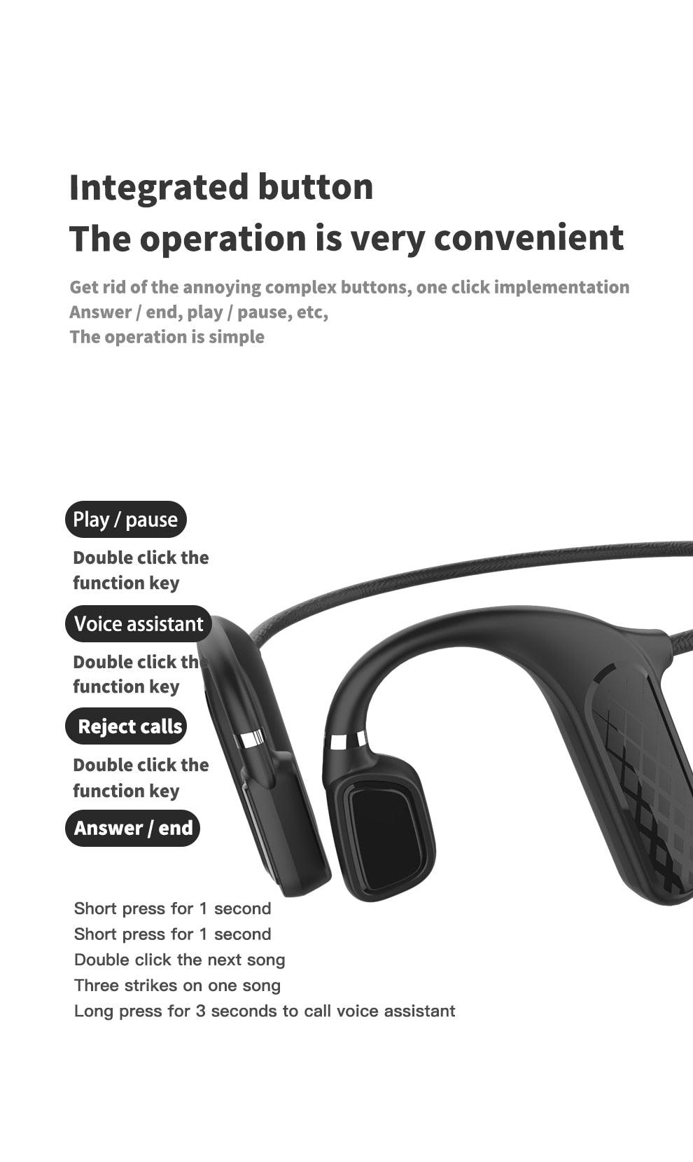 Wireless Bluetooth 5.0 Bone Conduction Sport Headphones & Mic