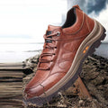Men's Black Leather Tactical Boots with Quick-Lace Winter Sneakers