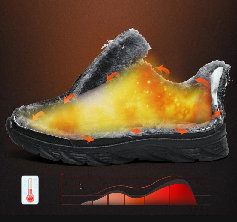 Men's Black Waterproof Winter Walking Sneakers Non-Slip Shoes
