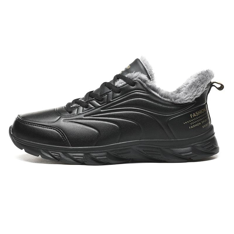 Men's Black Waterproof Winter Walking Sneakers Non-Slip Shoes