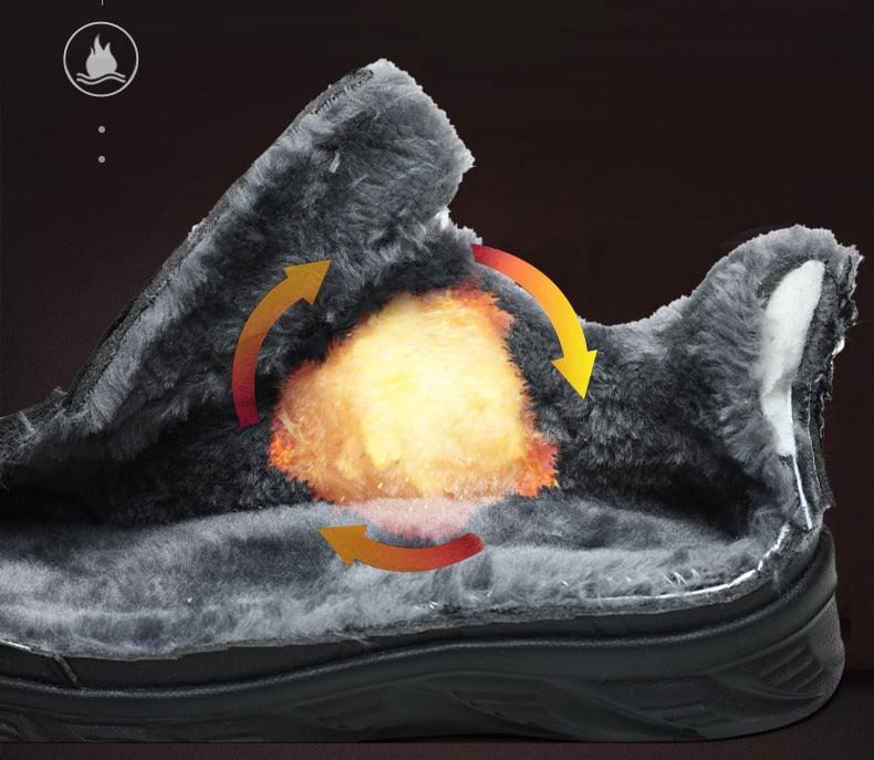 Men's Black Waterproof Winter Walking Sneakers Non-Slip Shoes