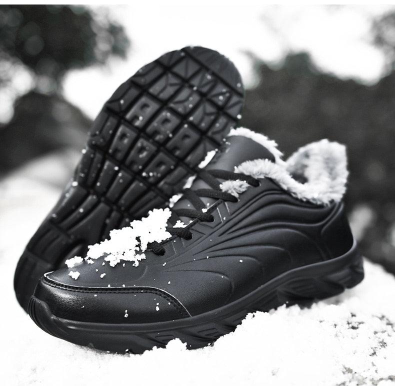 Men's Black Waterproof Winter Walking Sneakers Non-Slip Shoes