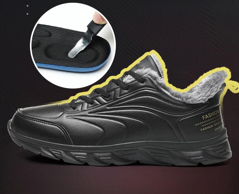 Men's Black Waterproof Winter Walking Sneakers Non-Slip Shoes