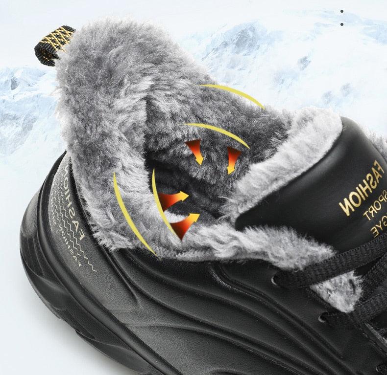 Men's Black Waterproof Winter Walking Sneakers Non-Slip Shoes