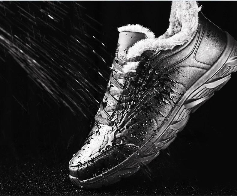 Men's Black Waterproof Winter Walking Sneakers Non-Slip Shoes