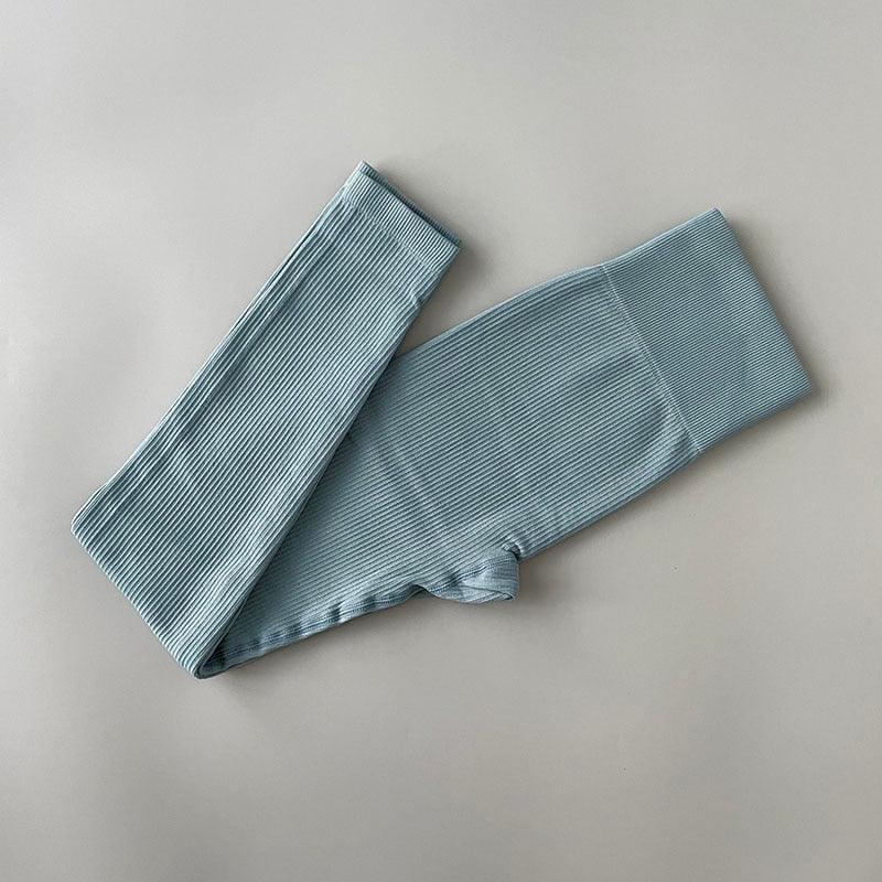 Elegant Blue High Waisted Seamless Gym Yoga Leggings