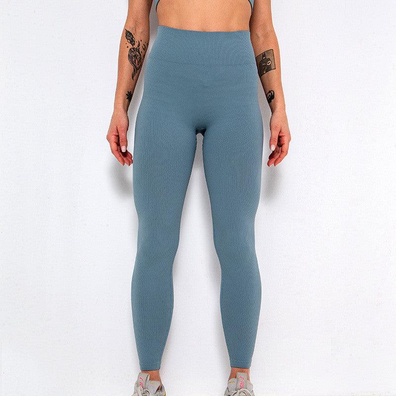Elegant Blue High Waisted Seamless Gym Yoga Leggings