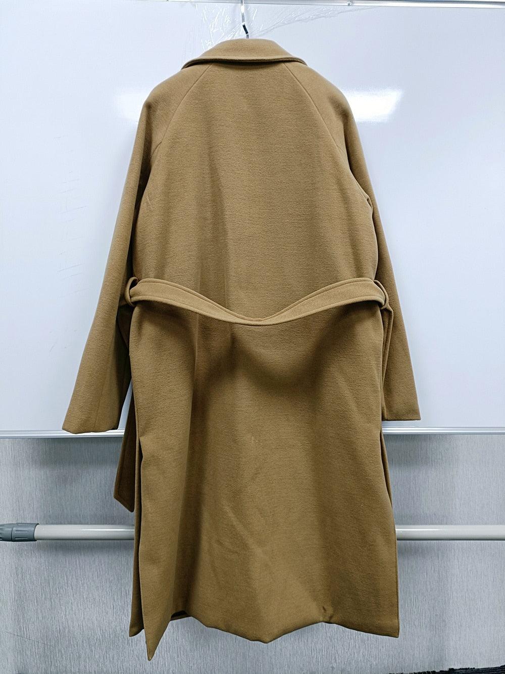 Men's Brown Long Overcoat - Elegant Casual Business Trench Coat