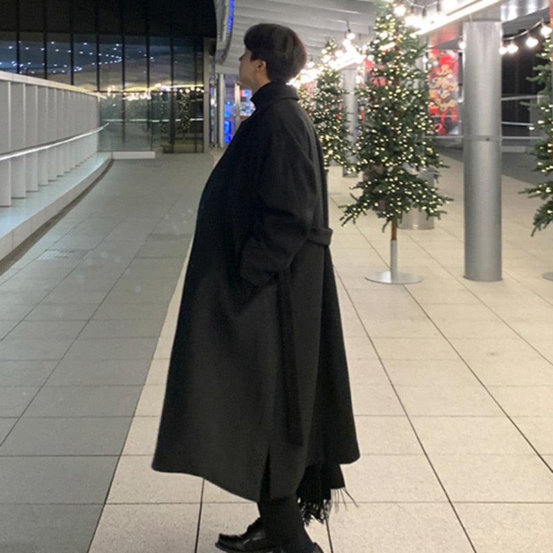 Men's Brown Long Overcoat - Elegant Casual Business Trench Coat