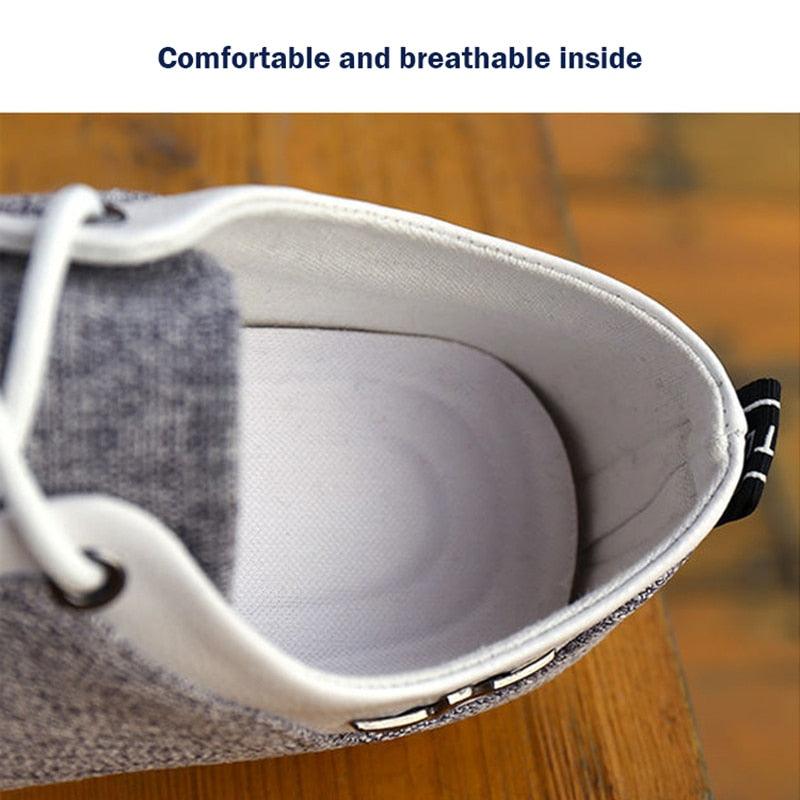 Men's Breathable Linen Lace-Up Sneakers - Lightweight Casual Flats