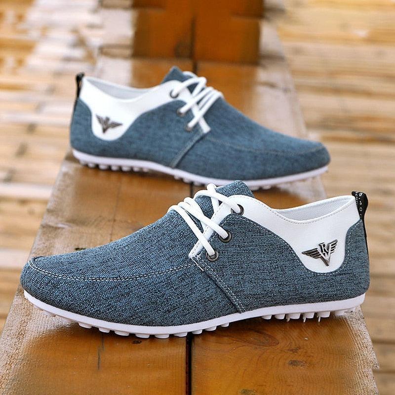 Men's Breathable Linen Lace-Up Sneakers - Lightweight Casual Flats