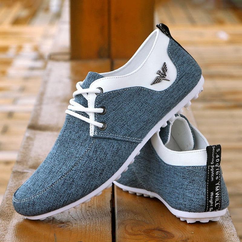 Men's Breathable Linen Lace-Up Sneakers - Lightweight Casual Flats