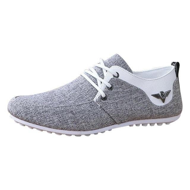 Men's Breathable Linen Lace-Up Sneakers - Lightweight Casual Flats
