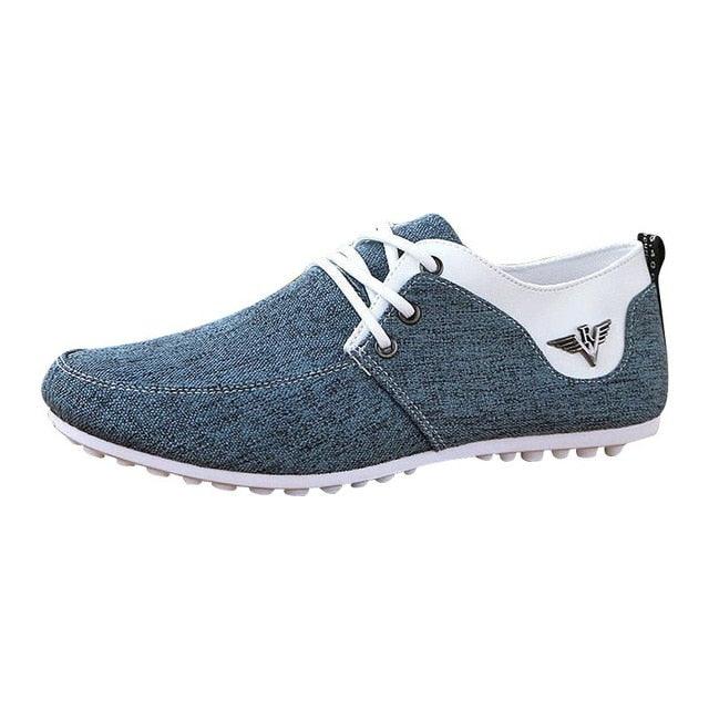 Men's Breathable Linen Lace-Up Sneakers - Lightweight Casual Flats