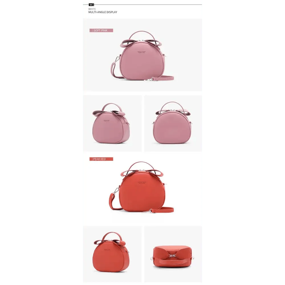Elegant Geometric Round Crossbody Bag - Soft PU Leather Shoulder Purse