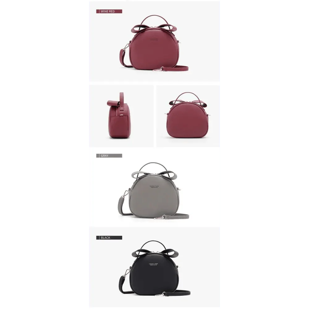 Elegant Geometric Round Crossbody Bag - Soft PU Leather Shoulder Purse