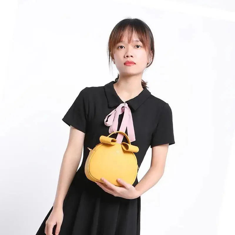 Elegant Geometric Round Crossbody Bag - Soft PU Leather Shoulder Purse
