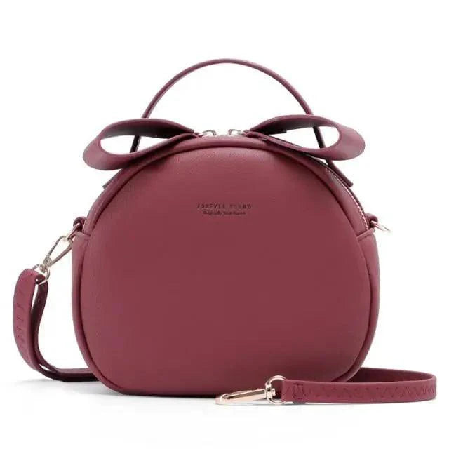 Elegant Geometric Round Crossbody Bag - Soft PU Leather Shoulder Purse