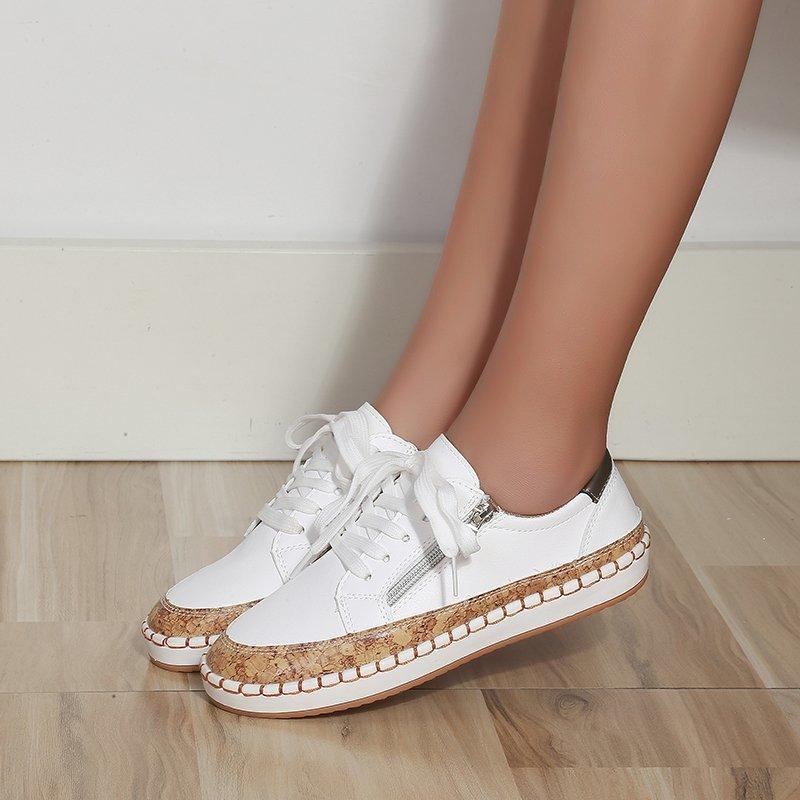 Women’s Floral Printed Lace-Up Sneakers, Comfortable Casual Tennis Shoes