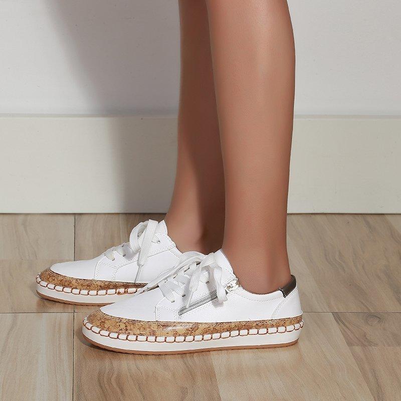 Women’s Floral Printed Lace-Up Sneakers, Comfortable Casual Tennis Shoes