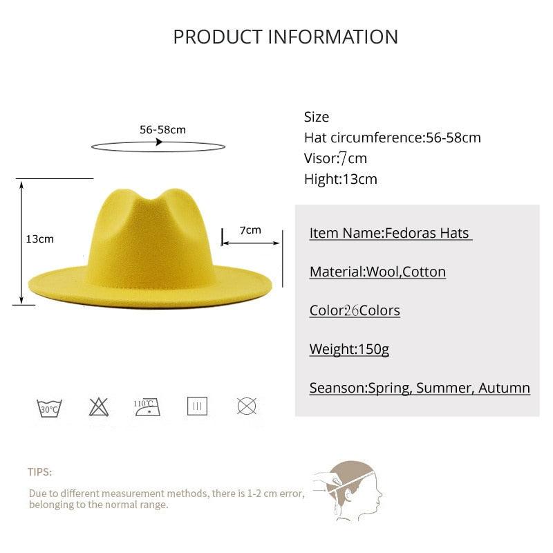 Elegant Green Wide Brim Fedora Hat with Chain Band