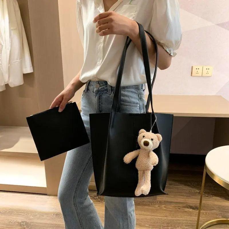 2-Piece Minimalist Handbag Set with Shoulder Bag and Purse