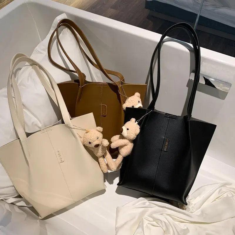 2-Piece Minimalist Handbag Set with Shoulder Bag and Purse