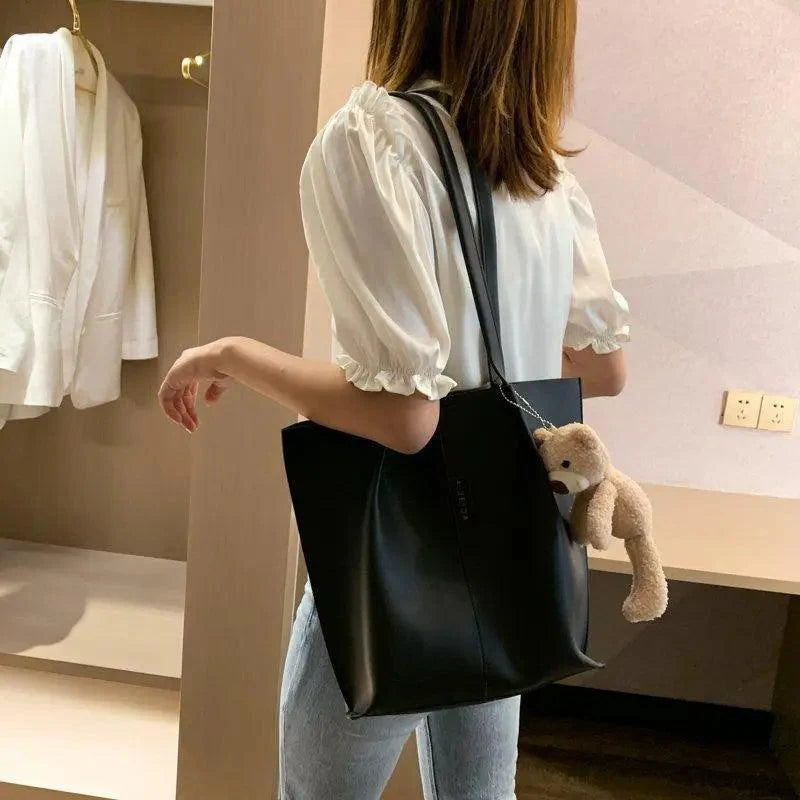 2-Piece Minimalist Handbag Set with Shoulder Bag and Purse