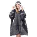 Oversized Fleece Wearable Blanket Hoodie with Sleeves for Winter