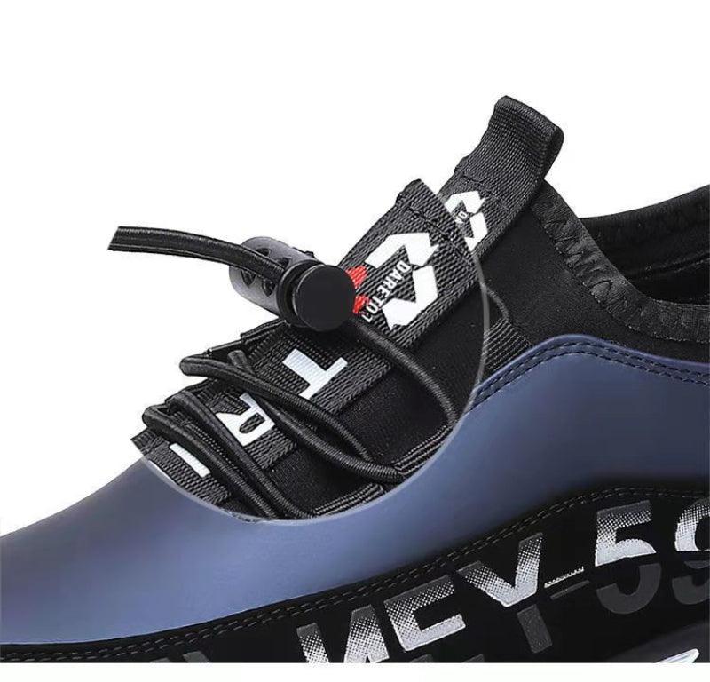 Men's Black Leather Slip-On Driving Sneakers Lightweight Shoes
