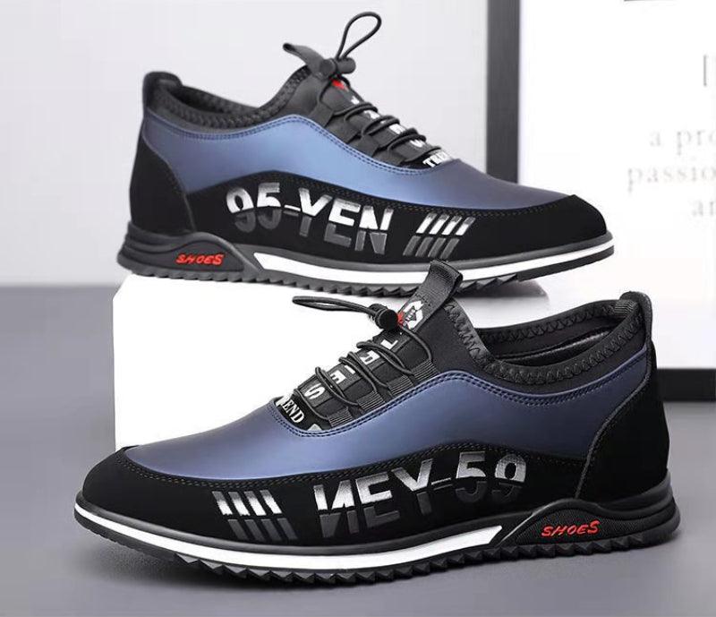 Men's Black Leather Slip-On Driving Sneakers Lightweight Shoes