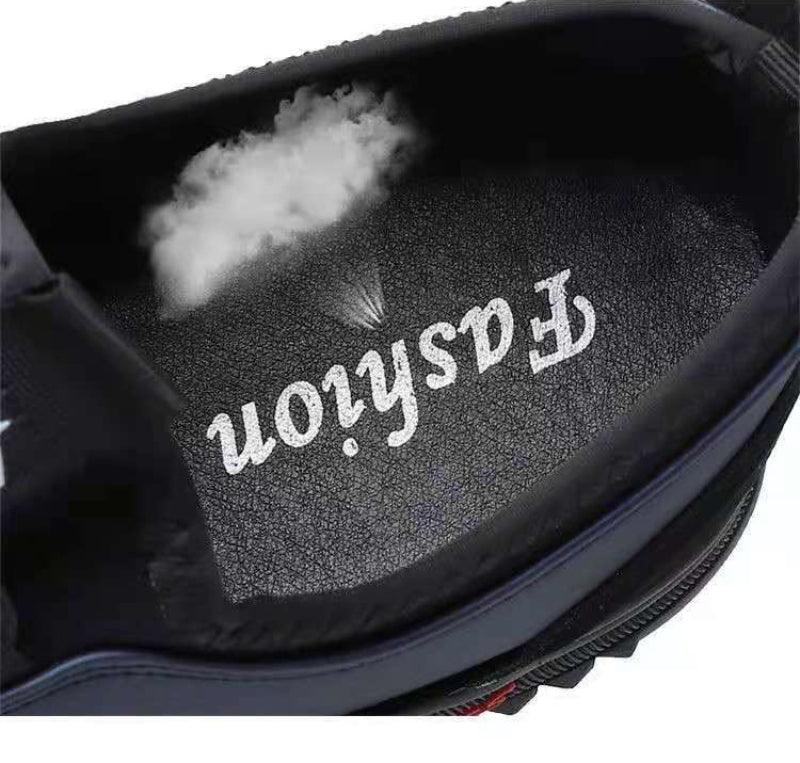 Men's Black Leather Slip-On Driving Sneakers Lightweight Shoes