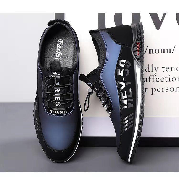 Men's Black Leather Slip-On Driving Sneakers Lightweight Shoes