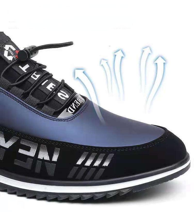 Men's Black Leather Slip-On Driving Sneakers Lightweight Shoes