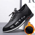 Men's Black Leather Slip-On Driving Sneakers Lightweight Shoes