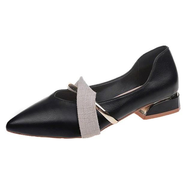 Women's Pointed-Toe Low Heel Backless Mules Slip-On Office Shoes