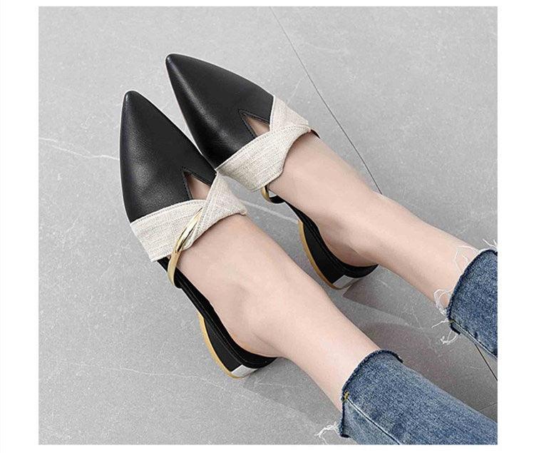 Women's Pointed-Toe Low Heel Backless Mules Slip-On Office Shoes