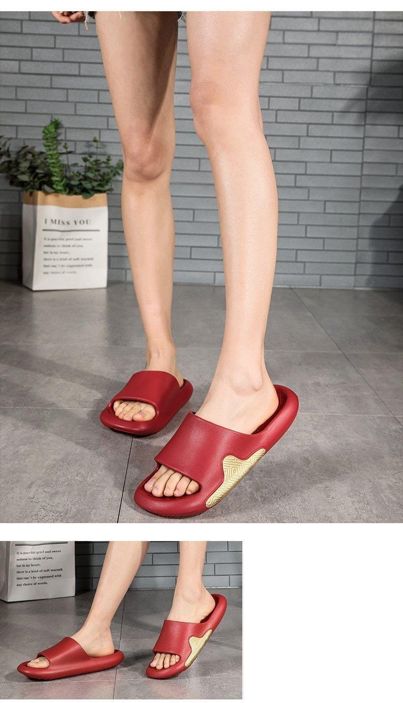 Black Ergonomic EVA Foam Slides Unisex Anti-Slip House Slippers