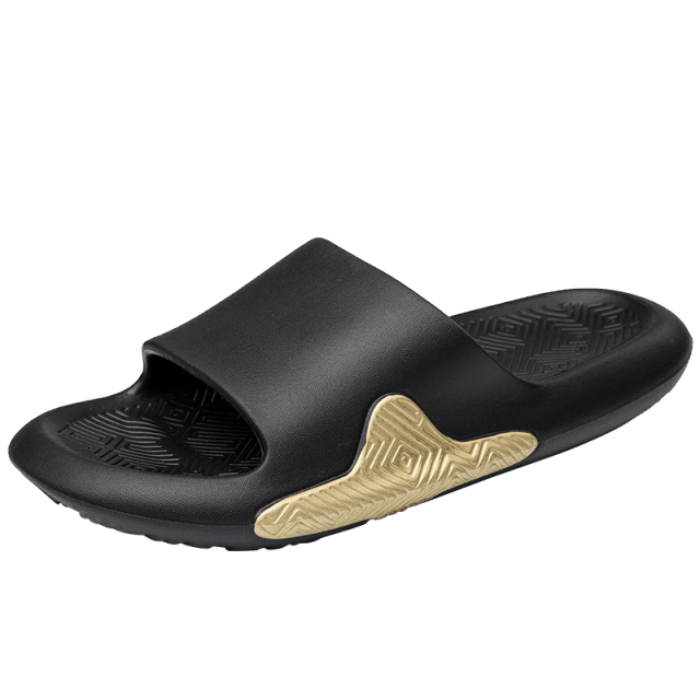 Black Ergonomic EVA Foam Slides Unisex Anti-Slip House Slippers