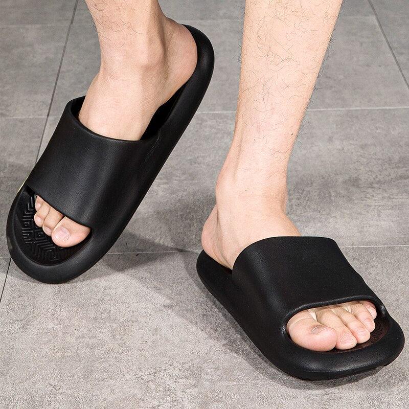 Black Ergonomic EVA Foam Slides Unisex Anti-Slip House Slippers