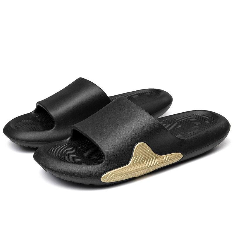 Black Ergonomic EVA Foam Slides Unisex Anti-Slip House Slippers