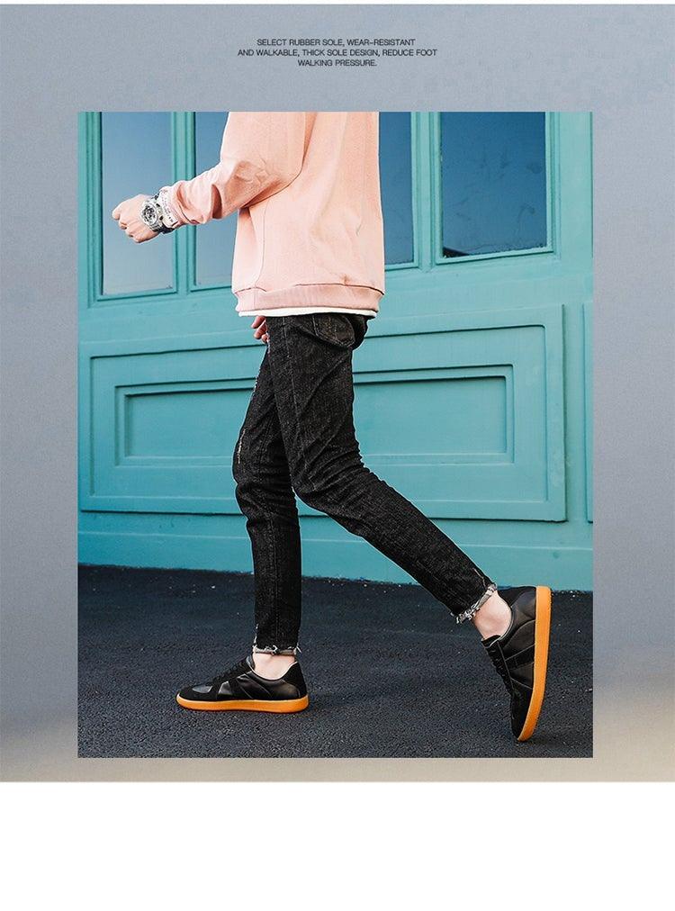 Retro Leather Men's Lightweight Casual Walking Sneakers