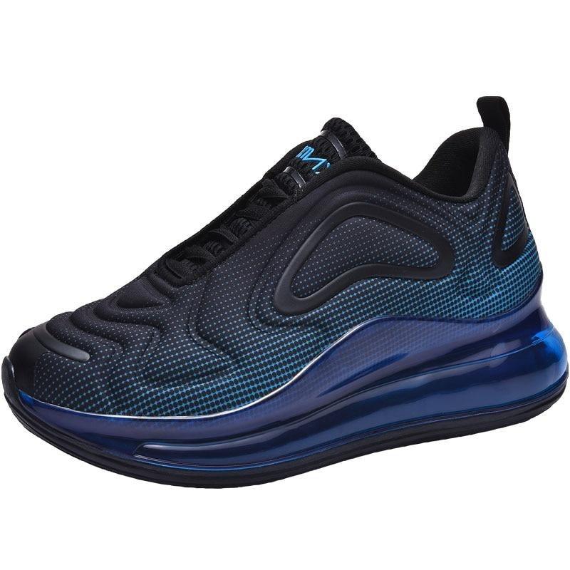 Men's breathable mesh platform sneakers in high-contrast neon and metallic gradient colors.