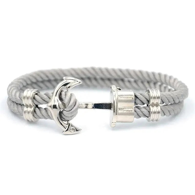 Men's Navy Blue Anchor Bracelet - Handmade Nautical Rope Jewelry
