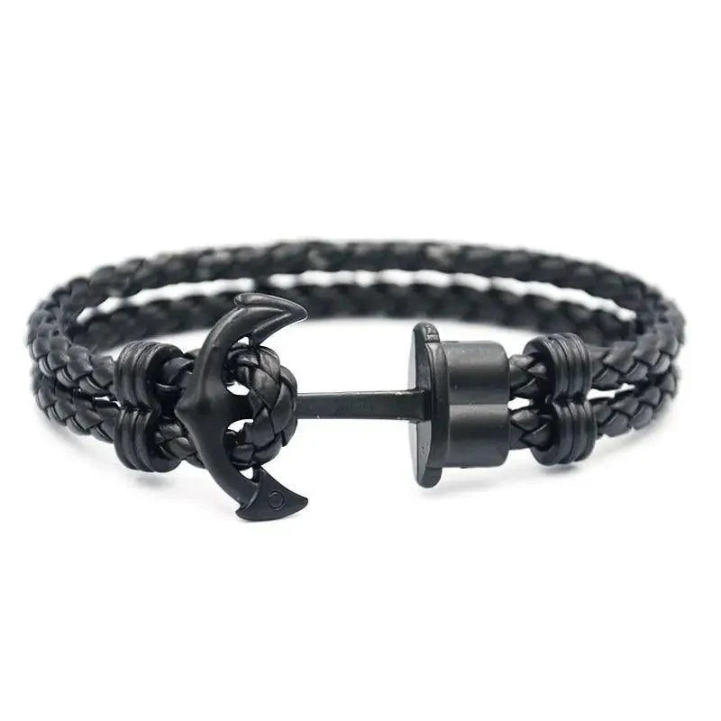Men's Navy Blue Anchor Bracelet - Handmade Nautical Rope Jewelry