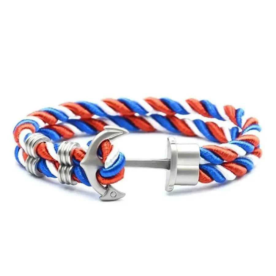 Men's Navy Blue Anchor Bracelet - Handmade Nautical Rope Jewelry