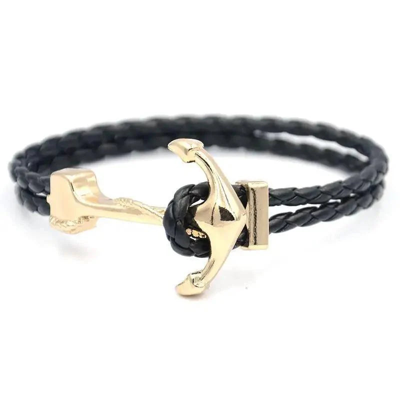 Men's Navy Blue Anchor Bracelet - Handmade Nautical Rope Jewelry